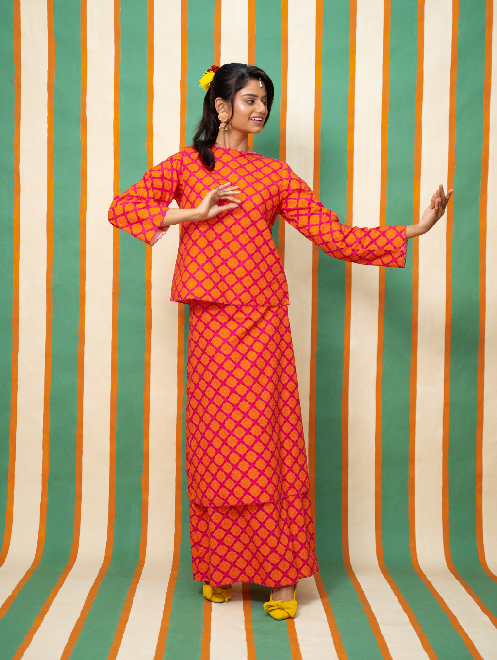 Divya Lehenga Kurung - Orange