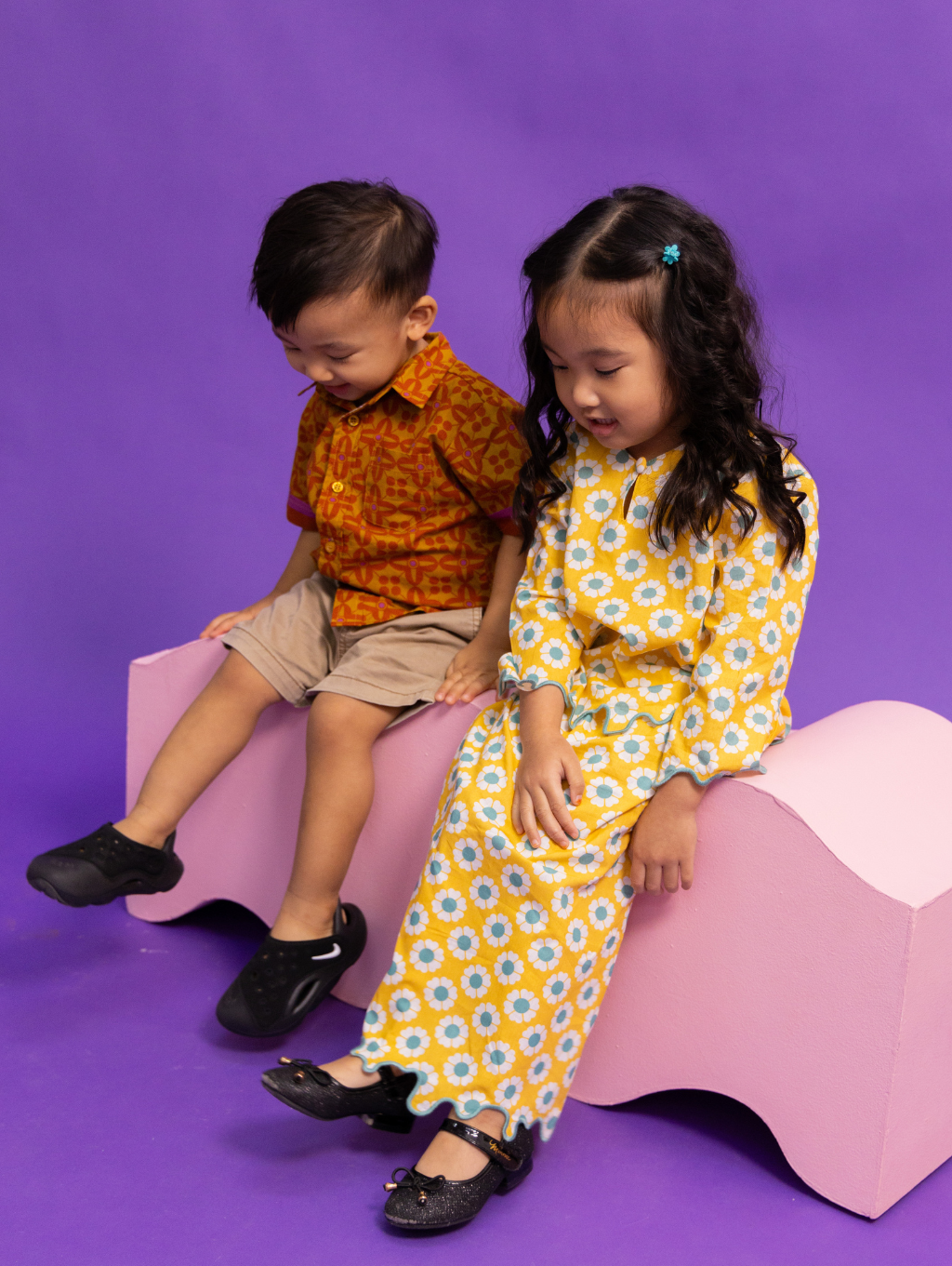 KIDS Gina Oversized Kurung - Skye Yellow