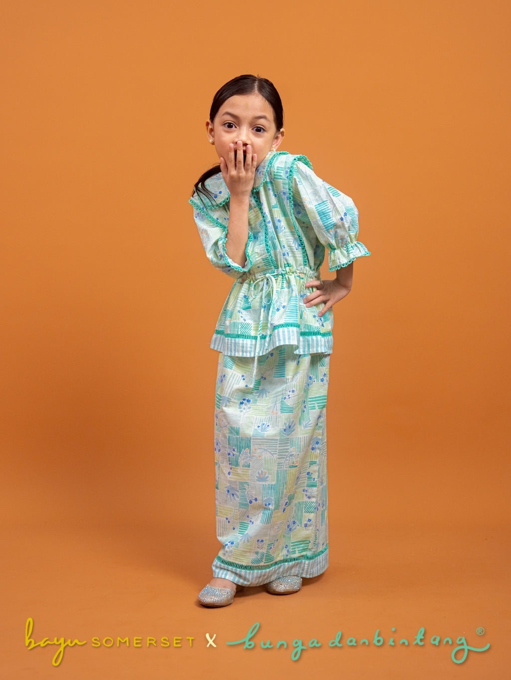 (BS X Bunga dan Bintang) KIDS Tallulah Set in Kasih Green