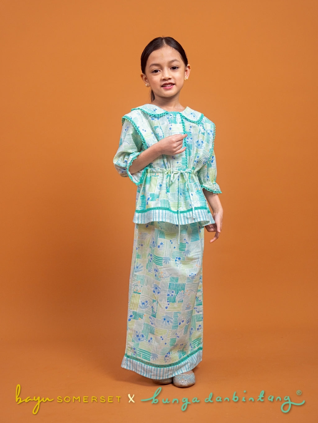 (BS X Bunga dan Bintang) KIDS Tallulah Set in Kasih Green