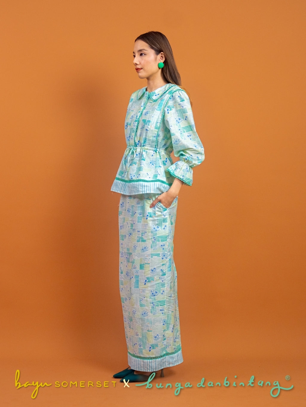 (BS X Bunga dan Bintang) Tallulah Set in Kasih Green