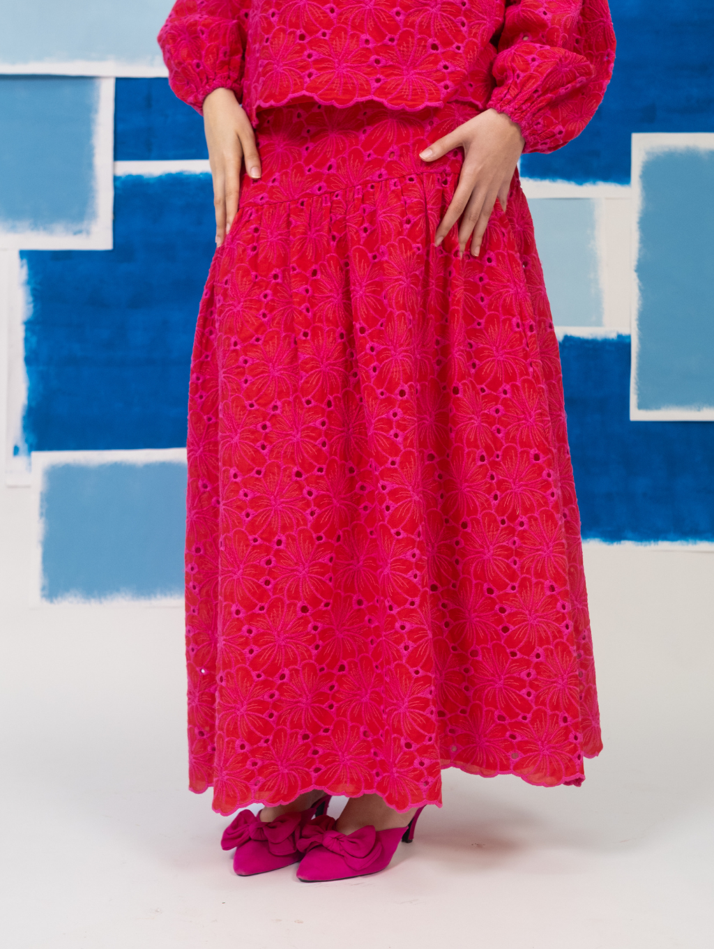 Juniper Embroidery Maxi Skirt - Pink